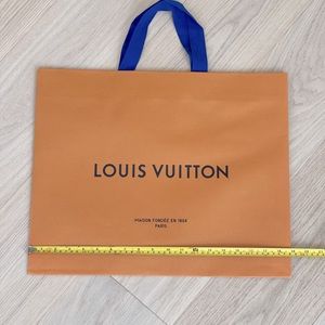 Authentic Louis Vuitton Large Orange & Brown Paper Shopping Gift Bag - Nice!